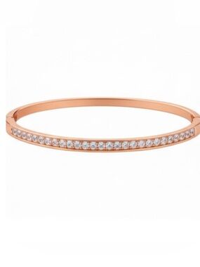 Rose Gold CZ Bangle Bracelet Slim Minimal Stackable Designer Inspired